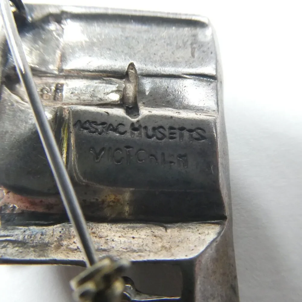 Massachusetts Victorian House Mansion Pin 925 Sterling Silver Vintage Brooch